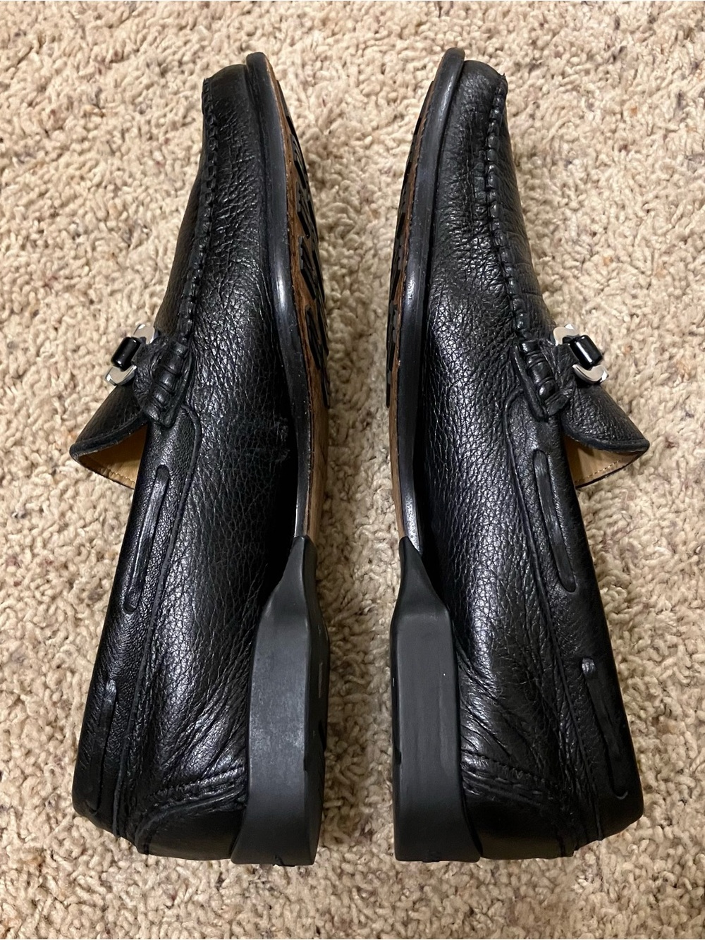 Salvatore Ferragamo GANCINI Loafers TEXTURED LEATHER Black -Sz 7 D Made in Italy - Picture 14 of 16